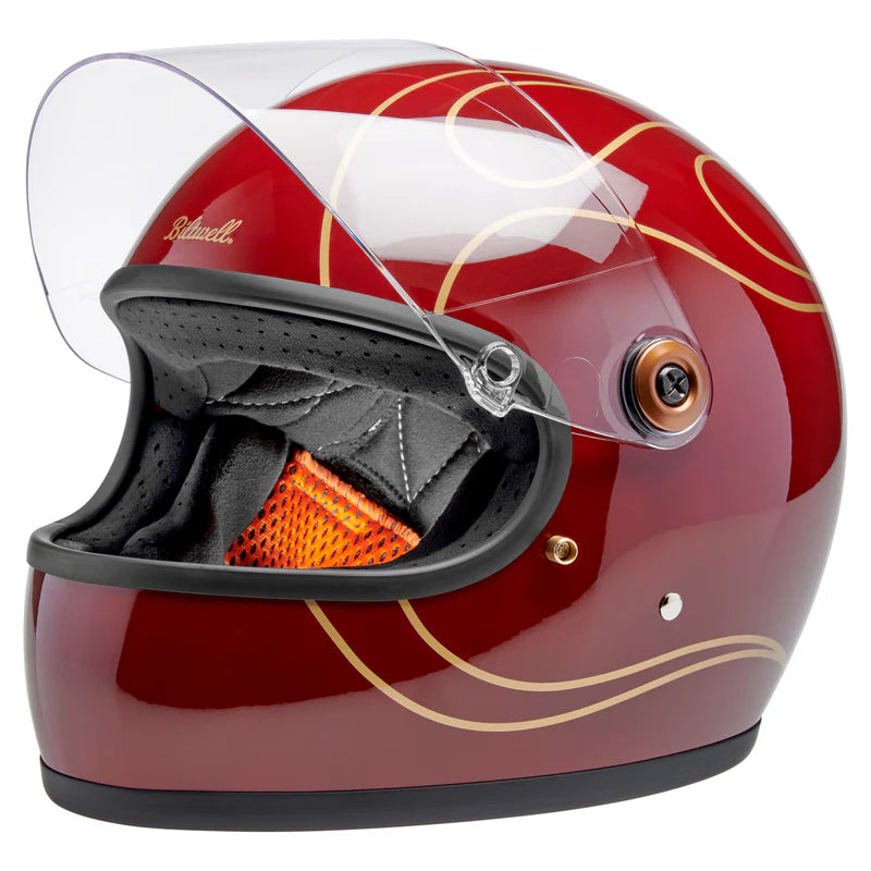 หมวกกันน็อค BILTWELL GRINGO S GLOSS GARNET RED FLAMES