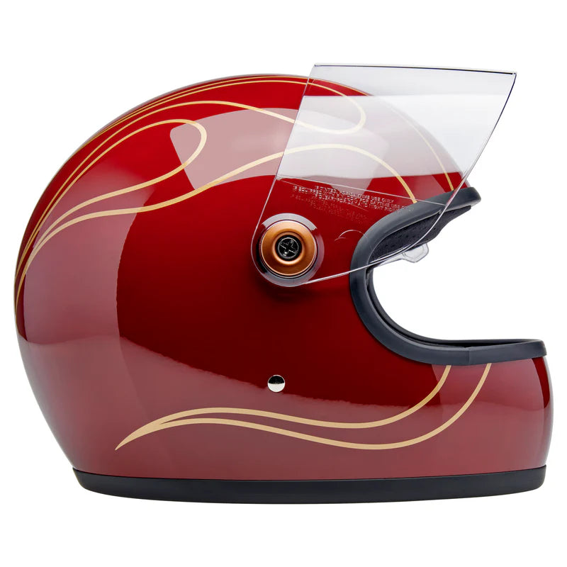 หมวกกันน็อค BILTWELL GRINGO S GLOSS GARNET RED FLAMES